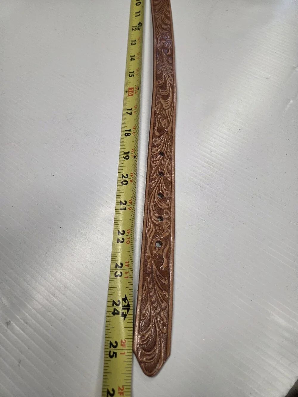 Vintage Justin Kids Size 22 Tooled Leather Western Belt Strap No Buckle Made in